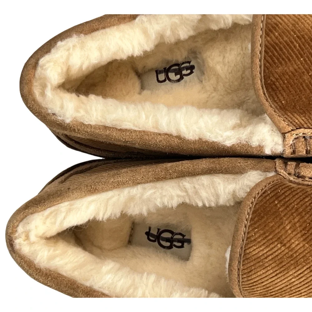 NEW UGG CHESTNUT CORDUROY ASCOT SLIPPERS MOCCASIN SHOES 1125932 SZ 8